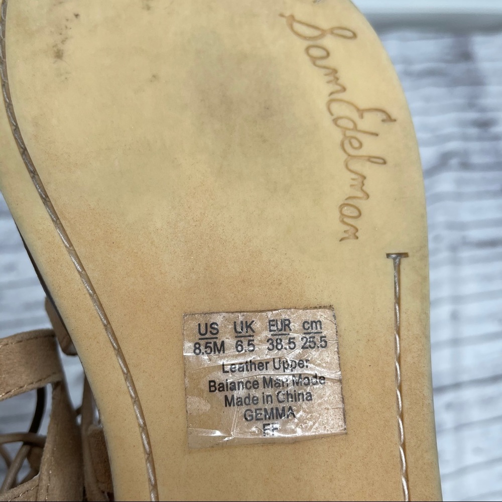 😎SAM EDELMAN✈️Gemma Lace-Up Gladiator Tan Sandals - Picture 8 of 8